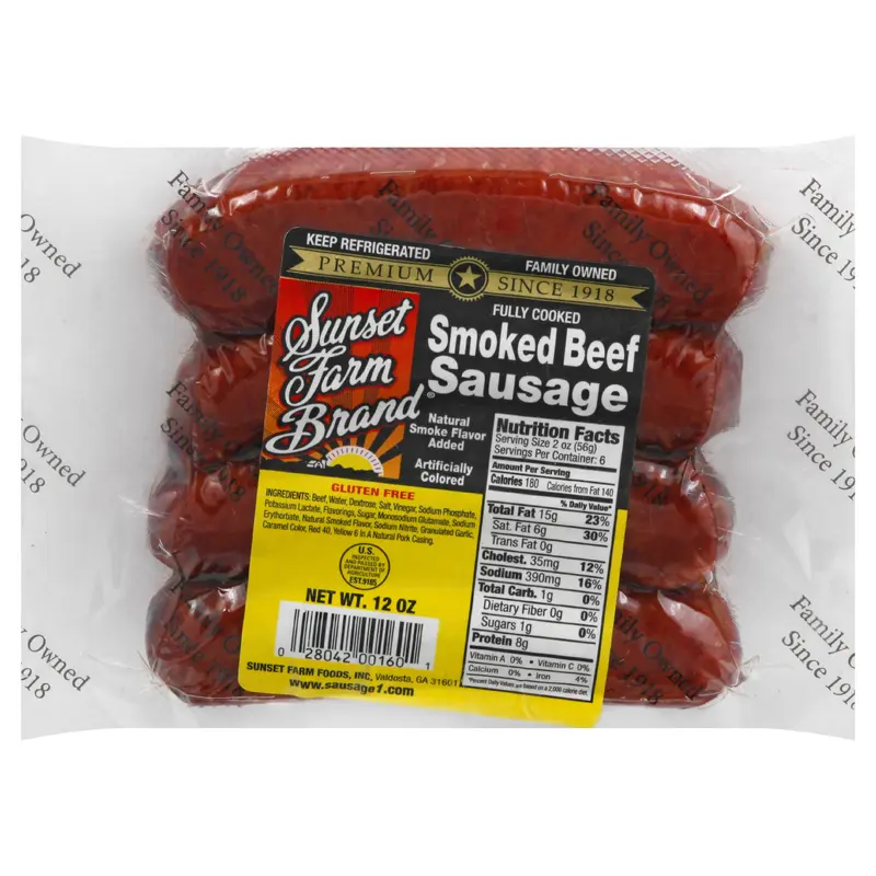 Sunset Farm Brand Smoked Beef Sausage 12 oz