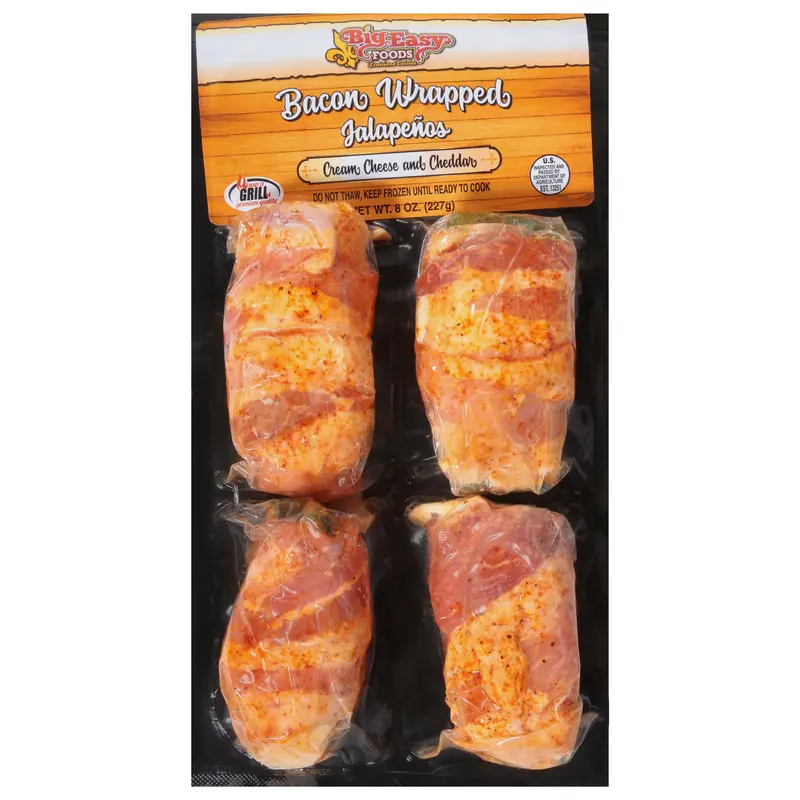 Big Easy Foods Cream Cheese and Cheddar Bacon Wrapped Jalapenos 8 oz