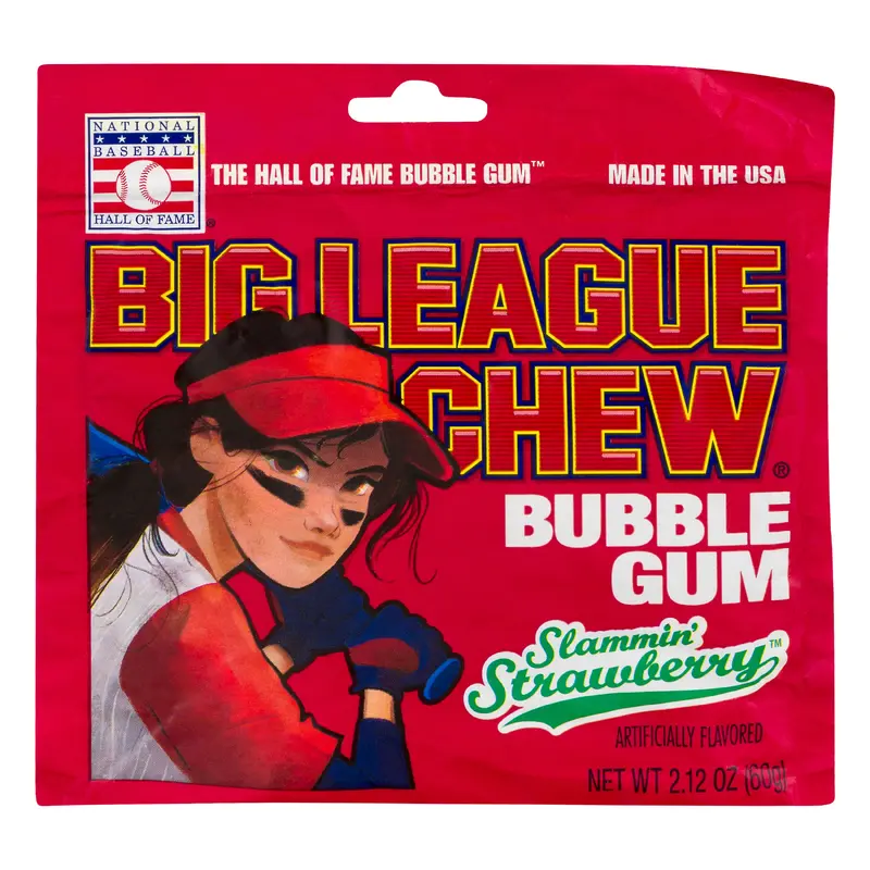 Big League Chew Slamin Strawberry Bubble Gum 2.12 oz