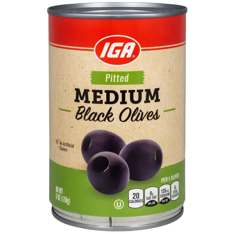 BLACK OLIVES MEDIUM PITTED 6 OZ