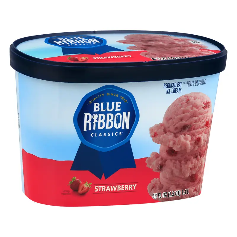 Blue Ribbon Reduced Fat Strawberry Ice Cream 48.0 oz