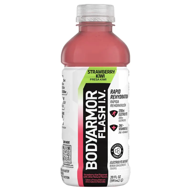 BODYARMOR Flash I.V. Rapid Rehydration Electrolyte Beverage, Strawberry Kiwi 20oz