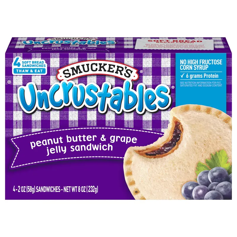 Smucker's Uncrustables Peanut Butter & Grape Jelly Sandwich, 4-Count Pack
