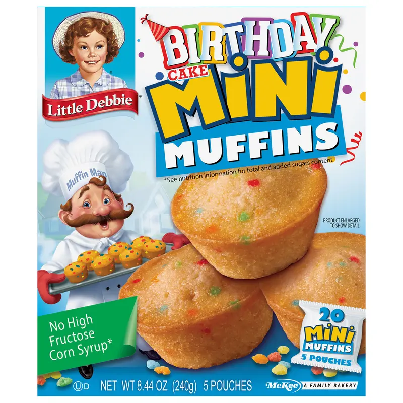 Snack Cakes, Little Debbie Family Pack Mini Muffins (birthday cake)