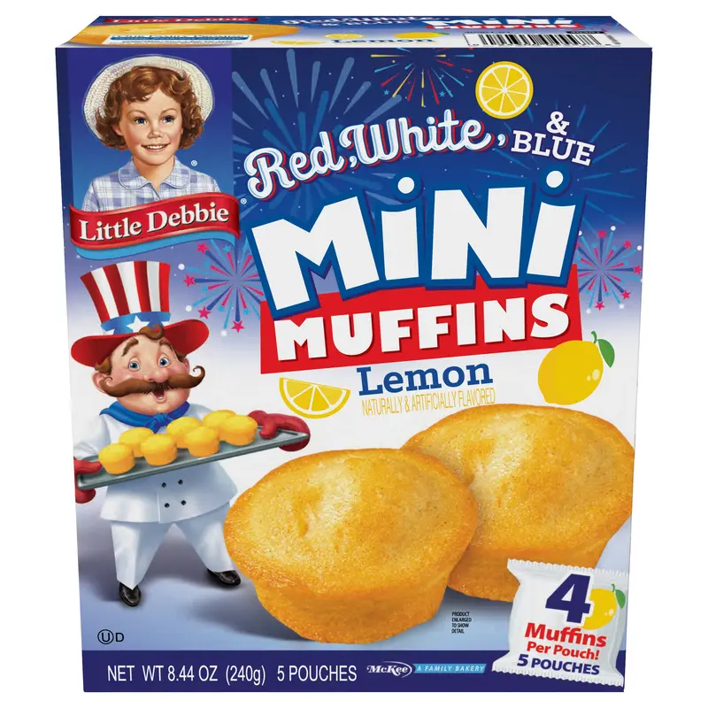 Snack Cakes, Little Debbie Family Pack Red, White and Blue Mini Muffins (Lemon)