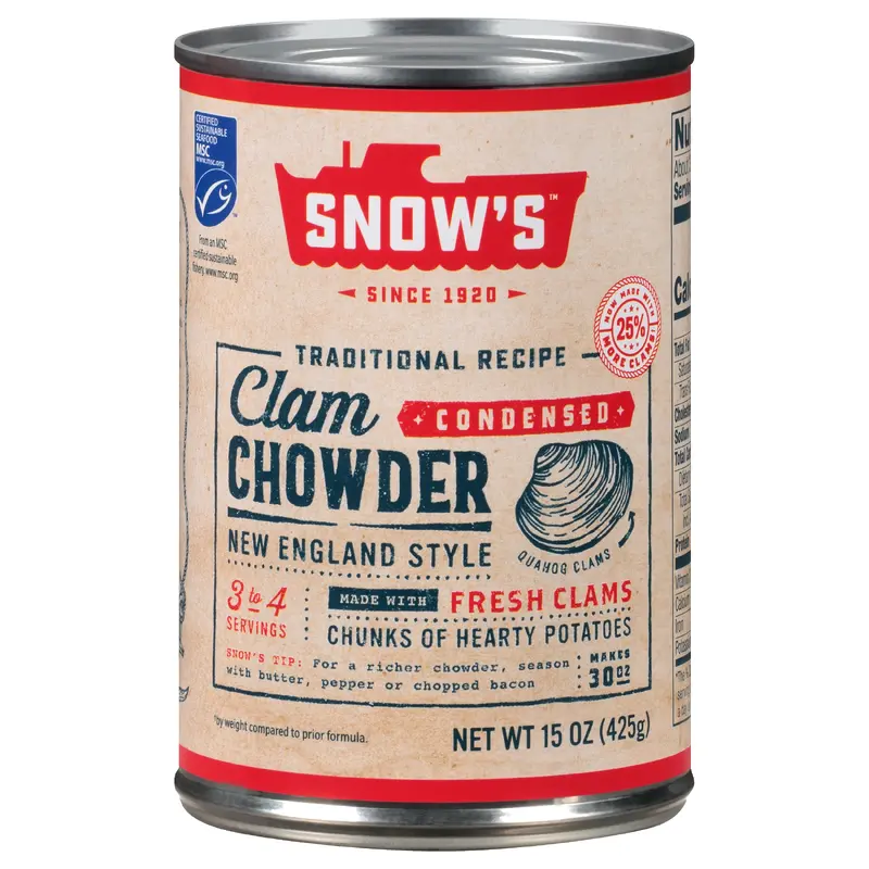 Snow's Traditional Recipe New England Style Condensed Clam Chowder 15 oz. Can