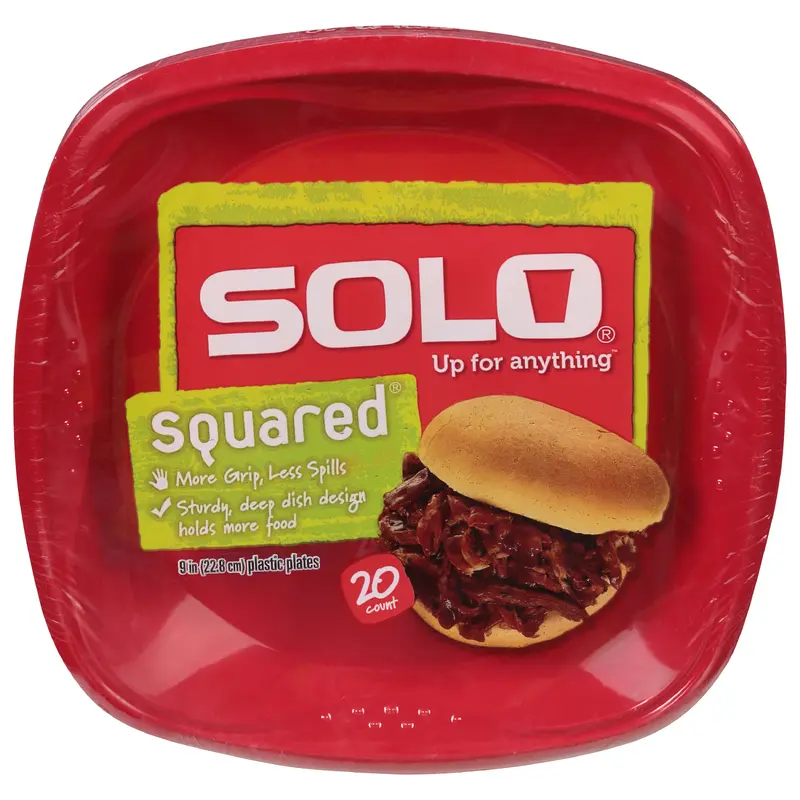 Solo 9 inch Squared Plastic Plates 20 ea