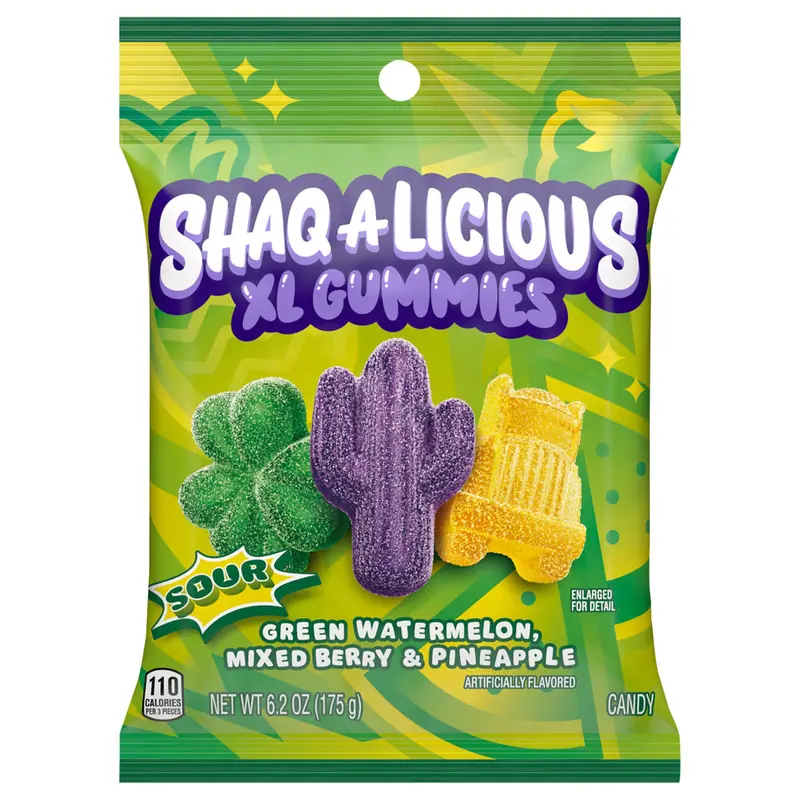 SHAQ-A-LICIOUS XL GUMMIES Sour Chewy, Candy Bag, 6.2 oz