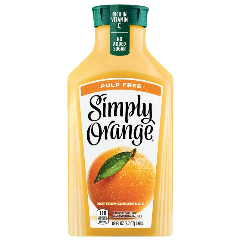 Simply Orange Juice Pulp Free Bottle, 89 fl oz