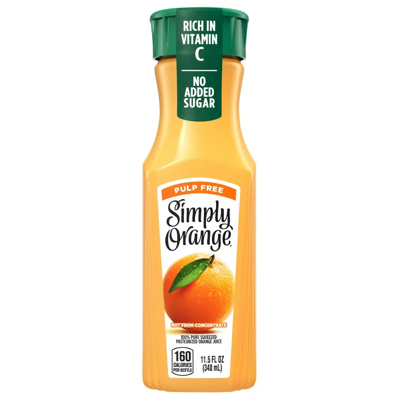 Simply Orange Pulp Free Juice Bottle, 11.5 fl oz