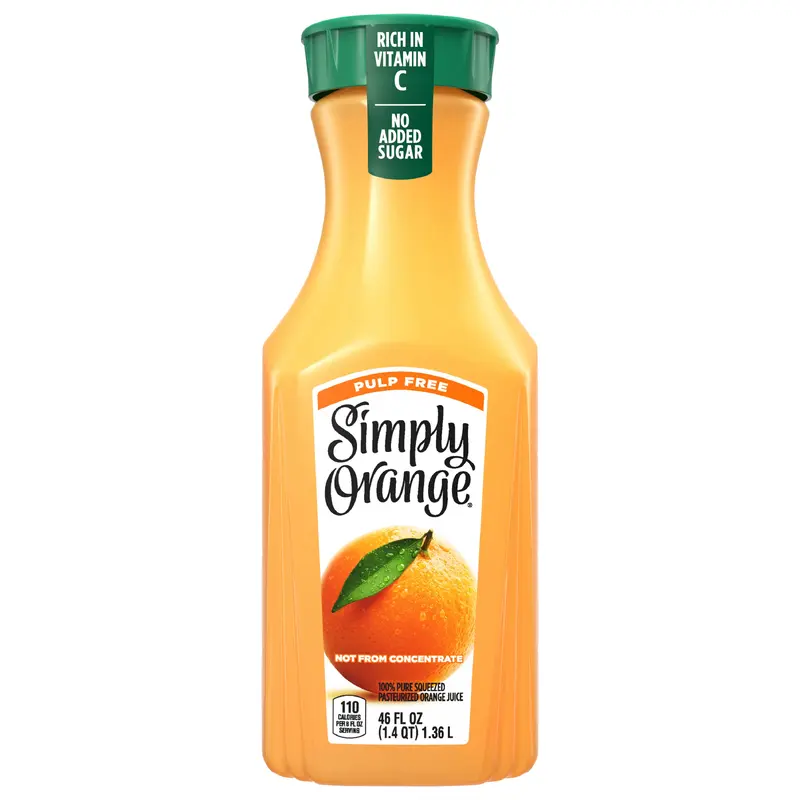 Simply Orange Pulp Free Juice Bottle, 46 fl oz
