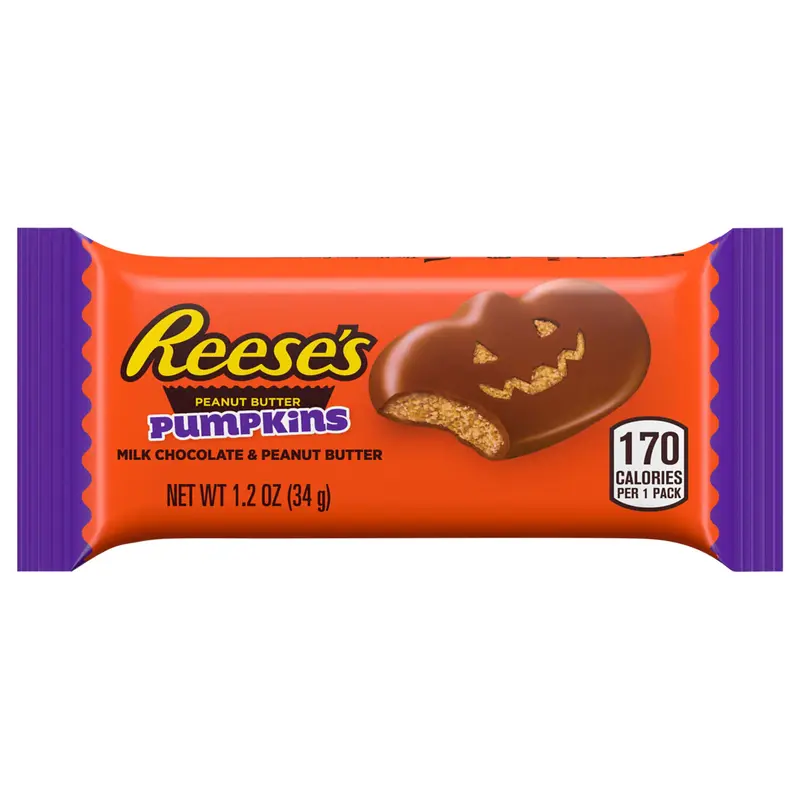 REESE'S Milk Chocolate Peanut Butter Pumpkins, Halloween Candy Pack, 1.2 oz