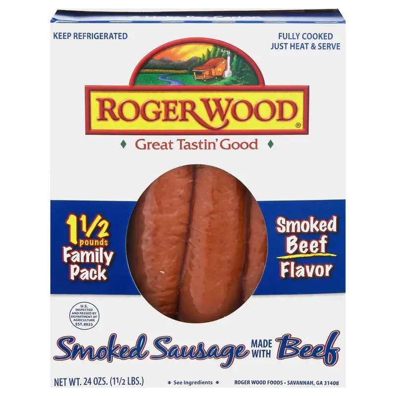 Roger Wood Family Pack Smoked Beef Flavor Sausage Family Pack 6 ea