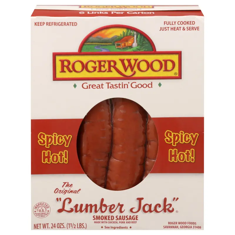 Roger Wood Spicy Hot Smoked Sausage 24 oz