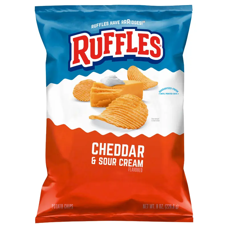 Ruffles Potato Chips Cheddar & Sour Cream Flavored 8 Oz