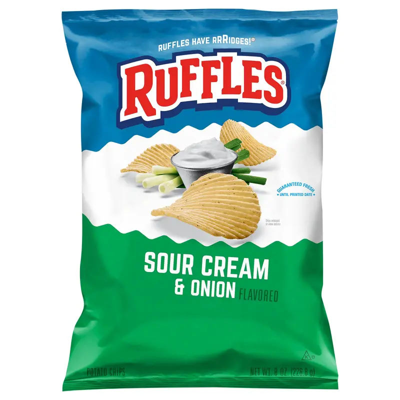 Ruffles Potato Chips Sour Cream & Onion Flavored 8 Oz