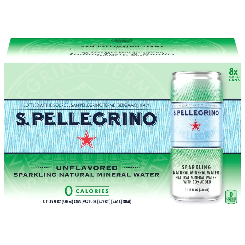S.Pellegrino Natural Sparkling Unflavored Mineral Water 8 - 11.15 fl oz Cans