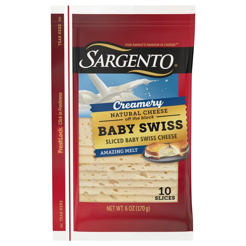 Sargento Creamery Sliced Baby Swiss Natural Cheese, 10 slices