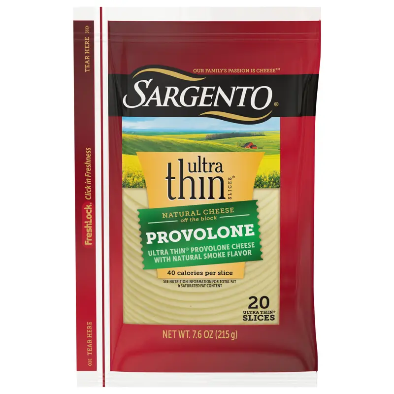 Sargento Provolone Natural Cheese with Natural Smoke Flavor Ultra Thin Slices, 20 slices