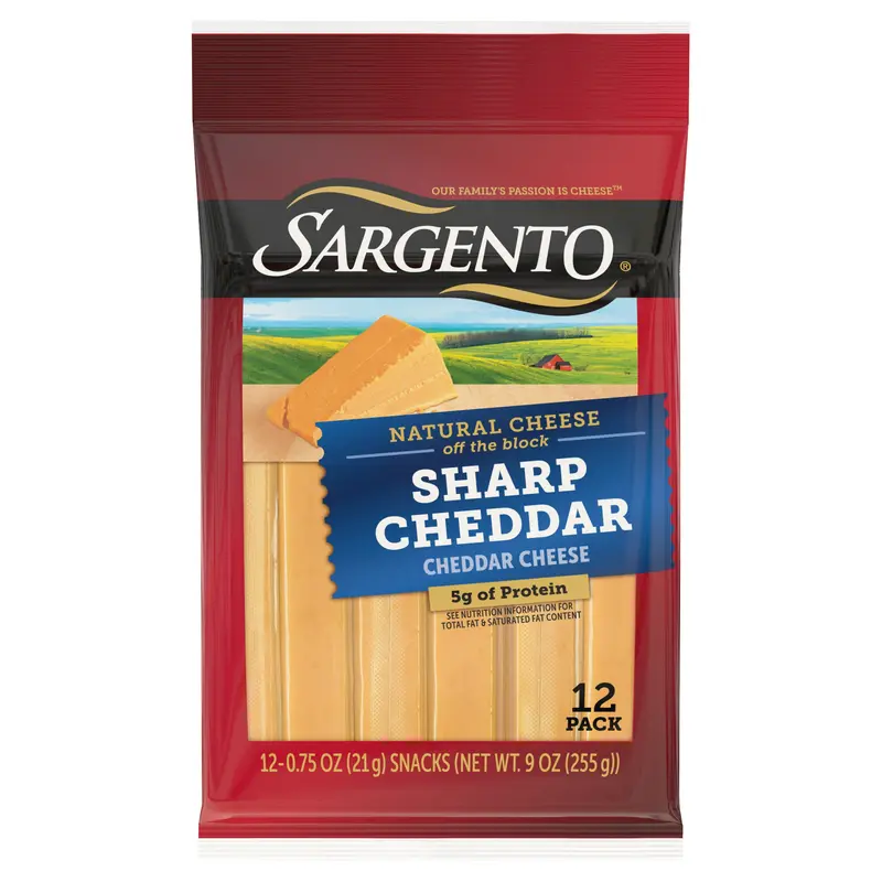 SargentoSharp Natural Cheddar Cheese Snack Sticks, 12-Count