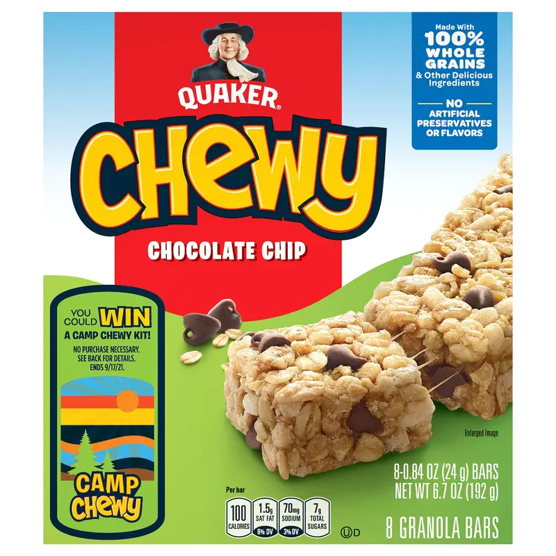 Quaker Chewy Granola Bars Chocolate Chip 0.84 Oz 8 Count
