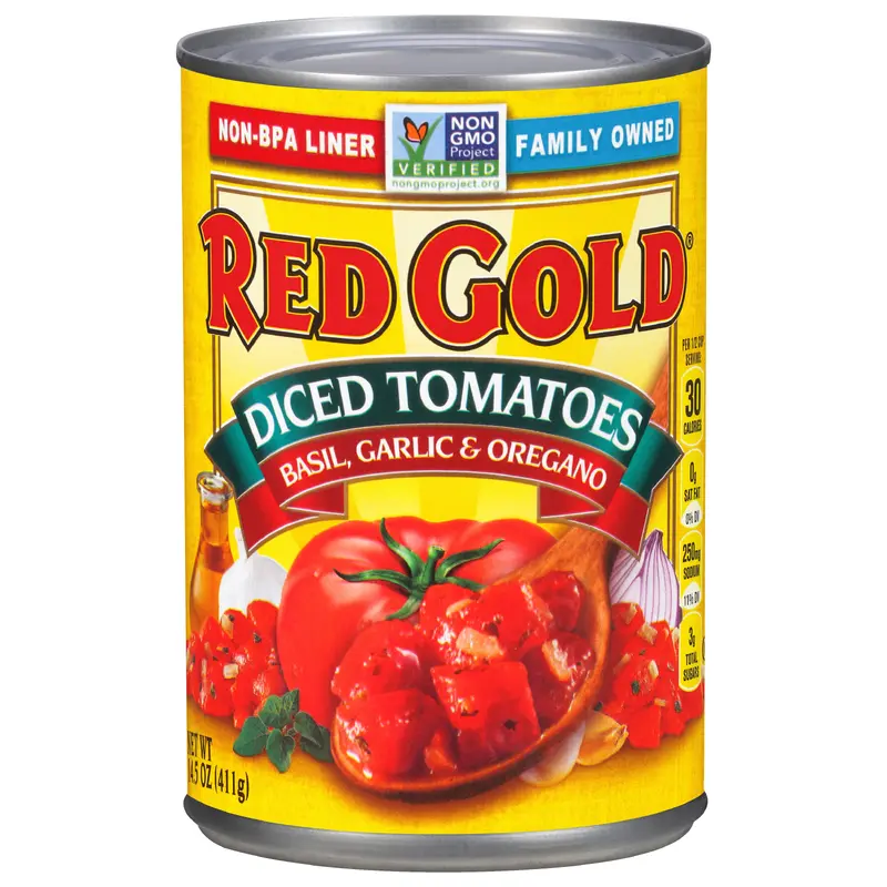 Red Gold Diced Basil, Garlic & Oregano Tomatoes 14.5 oz