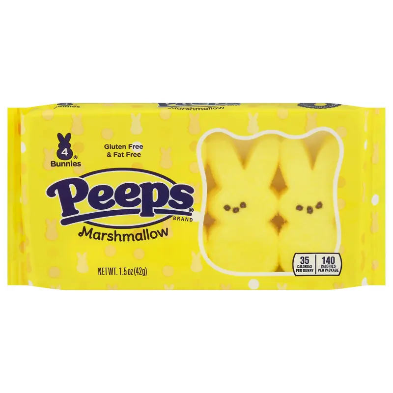 Peeps Marshmallow Bunnies Candy 4 Bunnies - Yellow