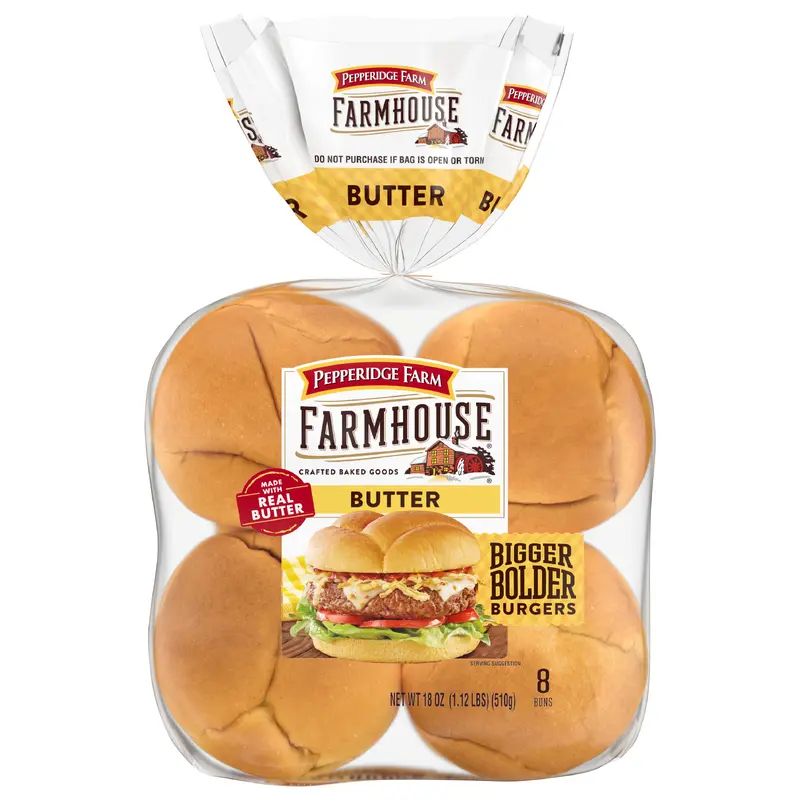 Pepperidge Farm Farmhouse Butter Hamburger Buns, 8-Pack Bag