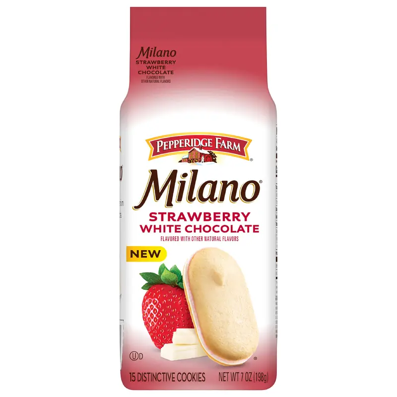 Pepperidge Farm Milano White Chocolate Strawberry Flavored Cookies, 7 Oz Bag