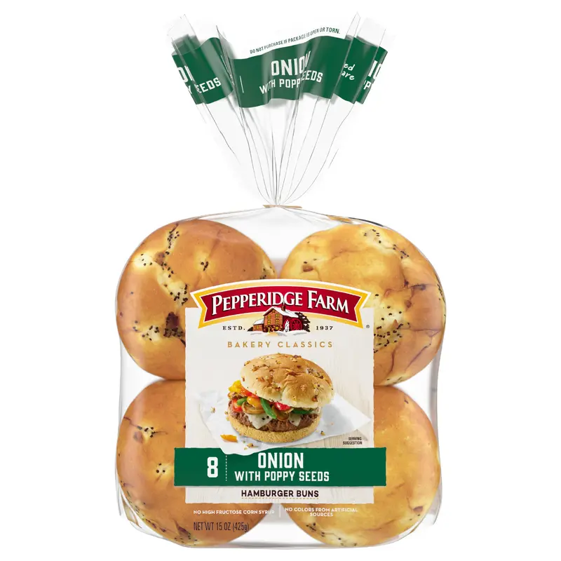 Pepperidge Farm Onion with Poppy Seeds Hamburger Buns Onion with Poppy Seed 8 ea
