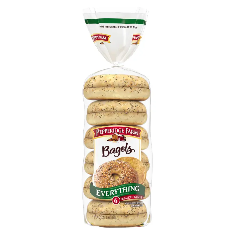 Pepperidge Farm Pre-Sliced Everything Bagels 6 ea