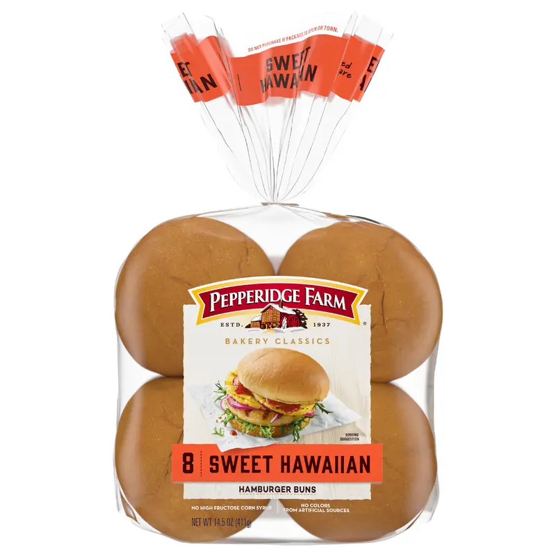 Pepperidge Farm Sweet Hawaiian Hamburger Buns, 8-Pack Bag
