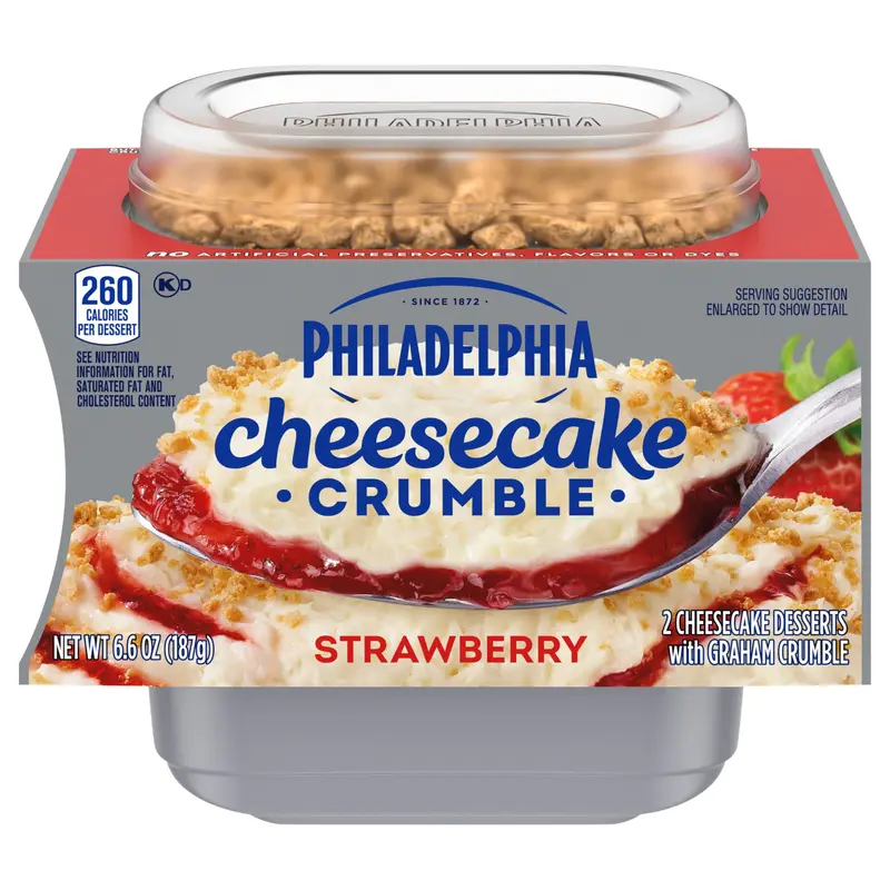 Philadelphia Cheesecake Crumble Strawberry Cheesecake Desserts with Graham Crumble, 2 ct Pack