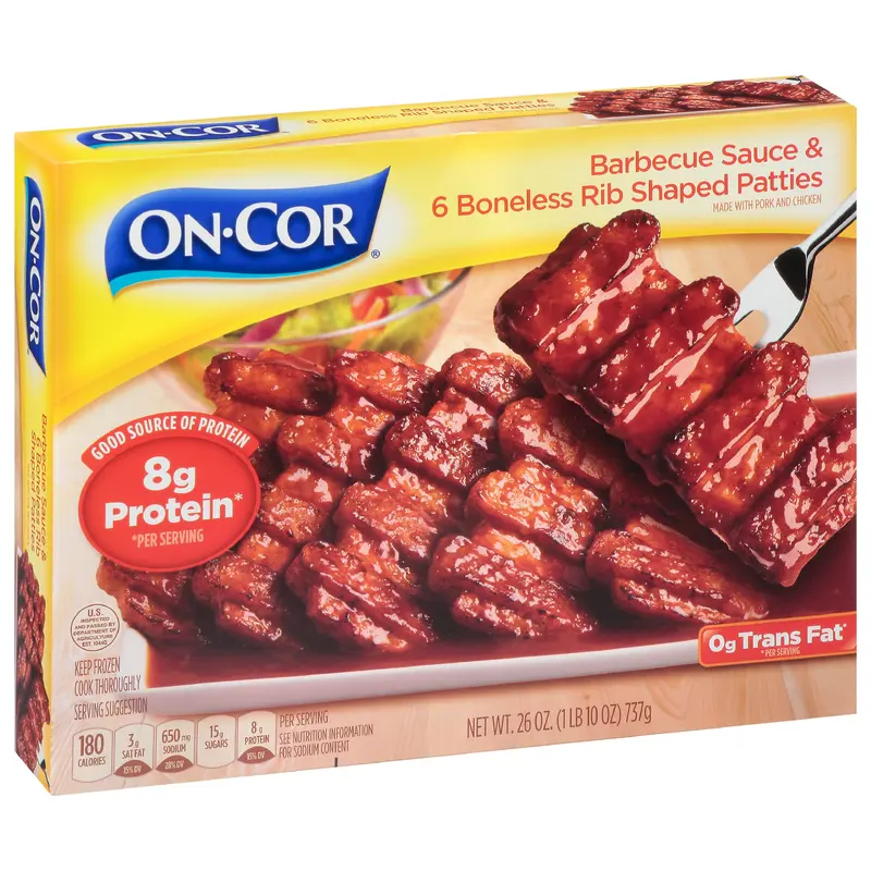 On-Cor Barbecue Sauce & Boneless Rib Shaped Patties 26 oz