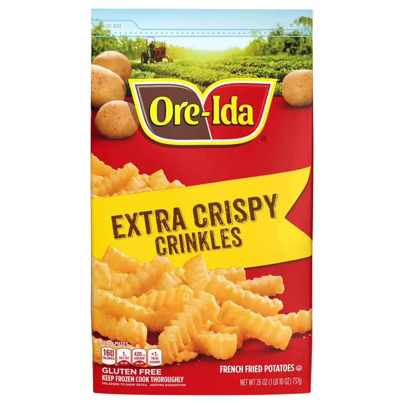 Ore-Ida Extra Crispy Crinkles French Fries Fried Frozen Potatoes, 26 oz Bag