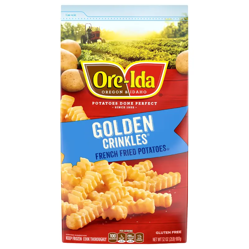 Ore-Ida Golden Crinkles French Fries Fried Frozen Potatoes, 32 oz Bag