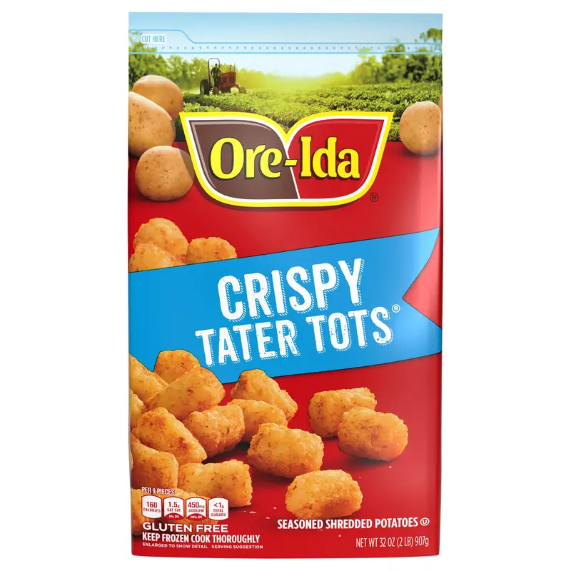 Ore-Ida Golden Tater Tots Seasoned Shredded Frozen Potatoes, 32 oz Bag