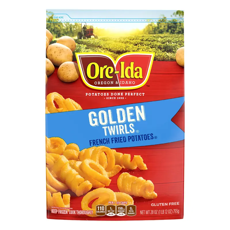 Ore-Ida Golden Twirls French Fries Fried Frozen Potatoes, 28 oz Bag