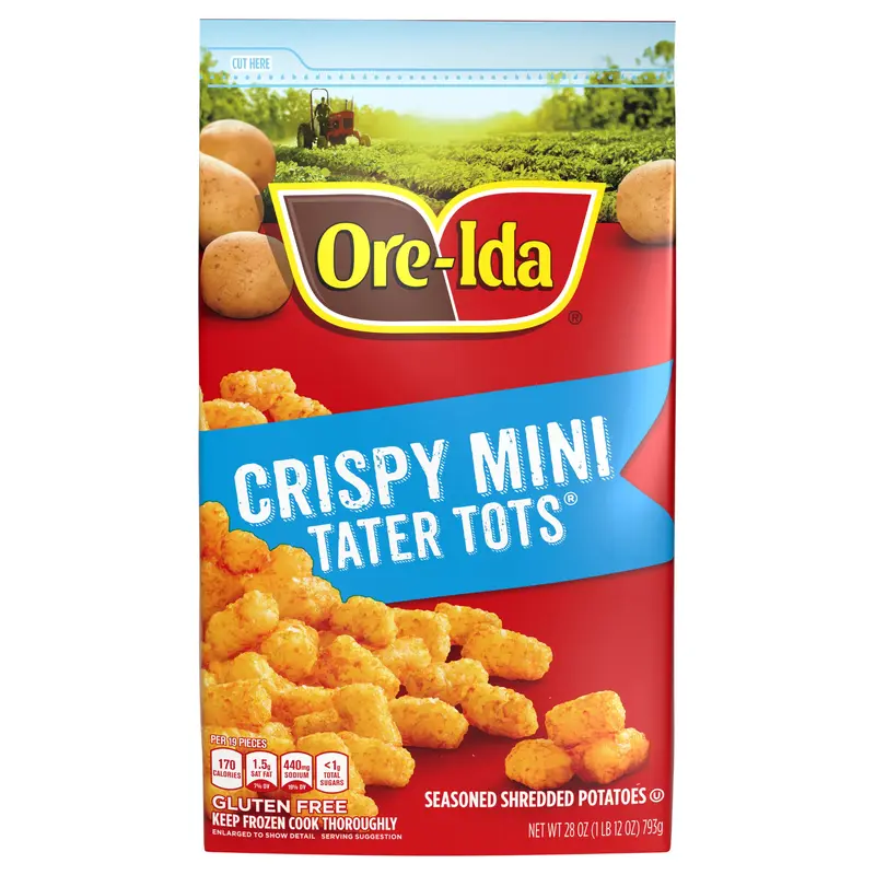 Ore-Ida Mini Tater Tots Seasoned Shredded Frozen Potatoes, 28 oz Bag