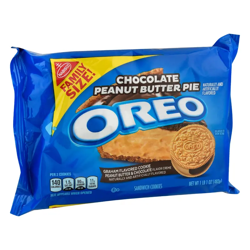 Oreo Family Size Chocolate Peanut Butter Pie Sandwich Cookies 17 oz