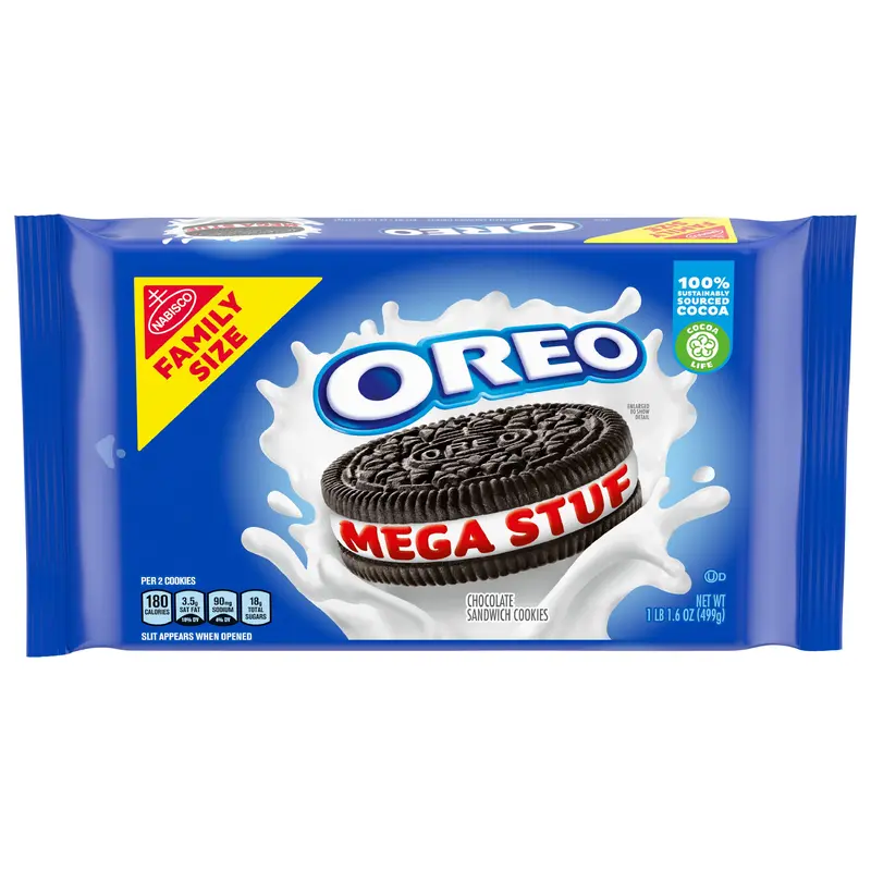 Oreo Mega Stuf Family Size Chocolate Sandwich Cookies Family Size 17.6 oz