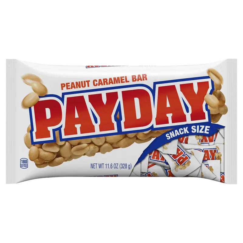 PAYDAY Peanut Caramel Snack Size Candy Bars, Halloween, 11.6 oz, Bag