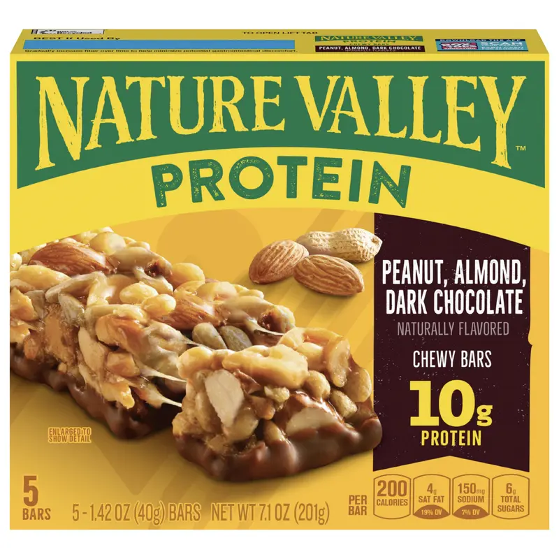 Nature Valley Chewy Protein Granola Bars, Peanut Almond Dark Chocolate, 5 Bars, 7.1 OZ