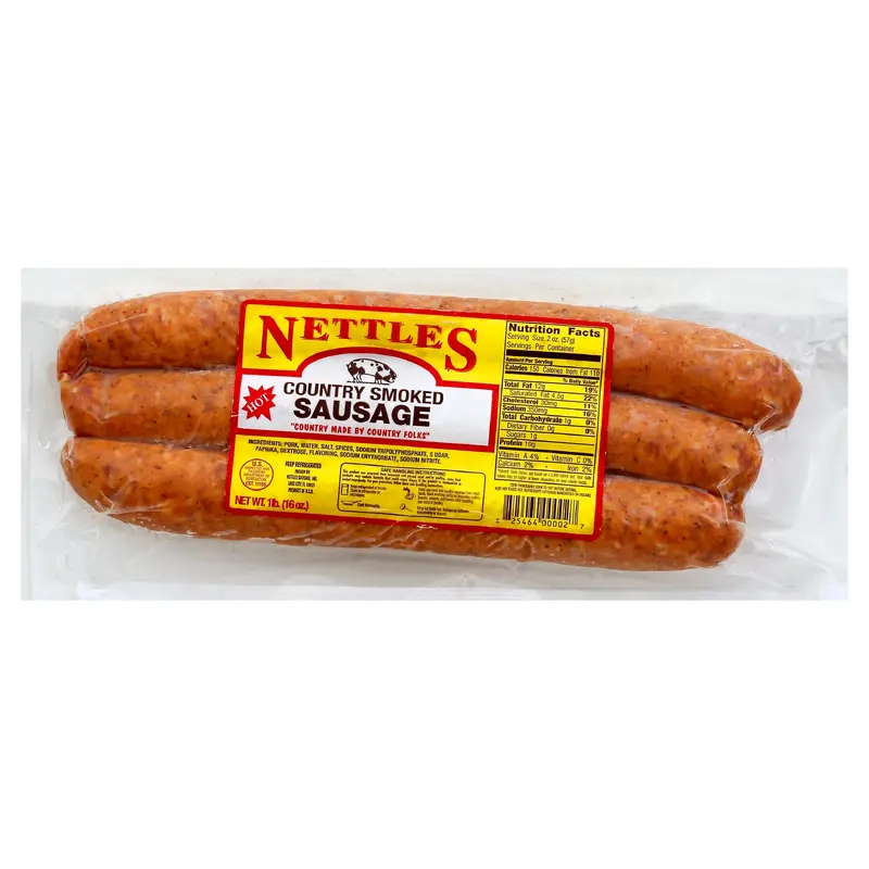 Nettles Sausage 16 oz - HOT COUNTRY SMOKED SAUSAGE