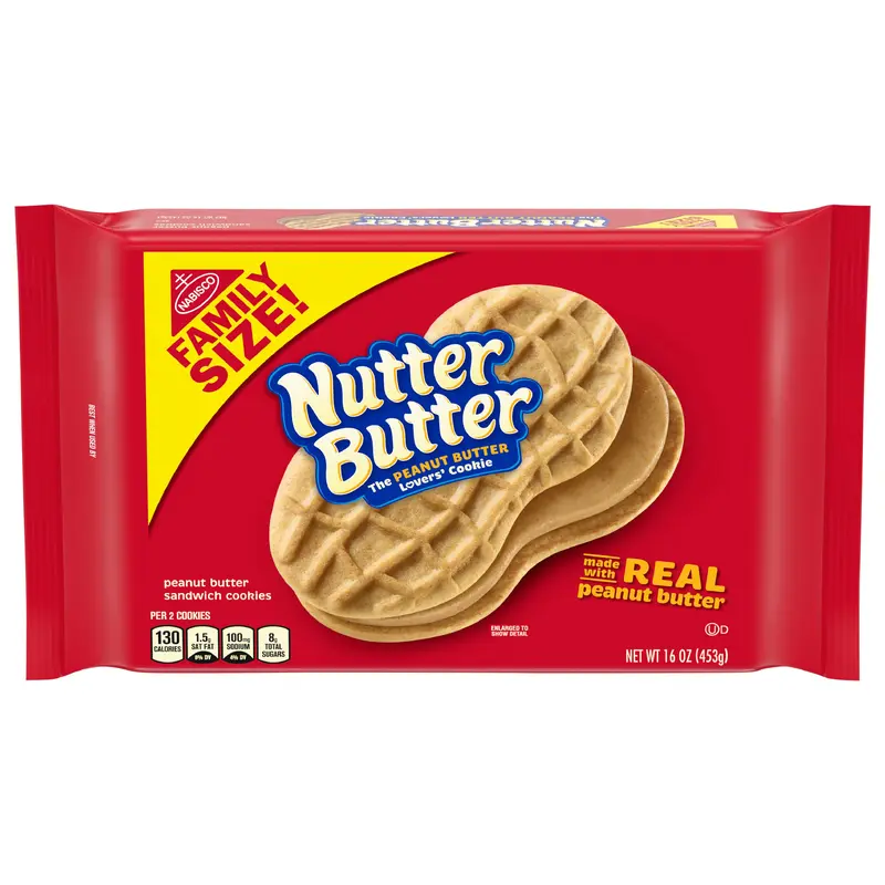 Nutter Butter Peanut Butter Sandwich Cookies, Family Size, 16 oz
