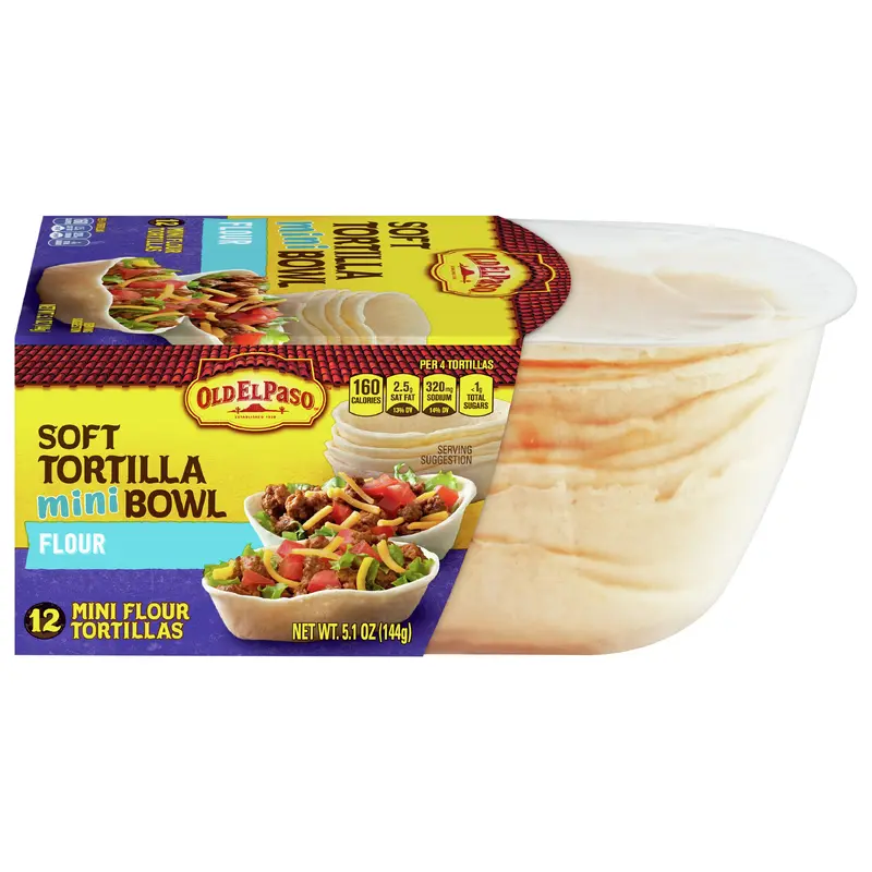 Old El Paso Soft Flour Tortilla Mini Bowls, 12-count