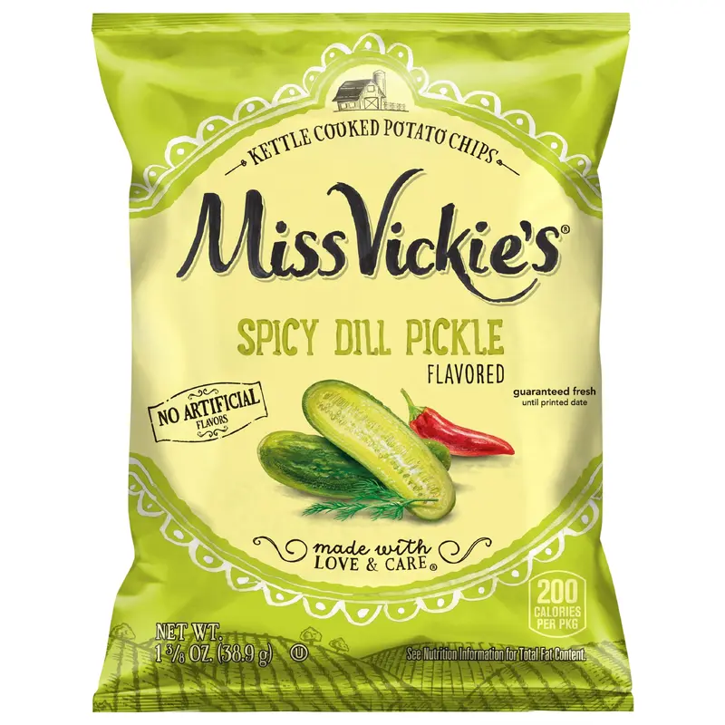 Miss Vickie's Kettle Cooked Potato Chips Spicy Dill Pickle Flavored 1 3/8 Oz