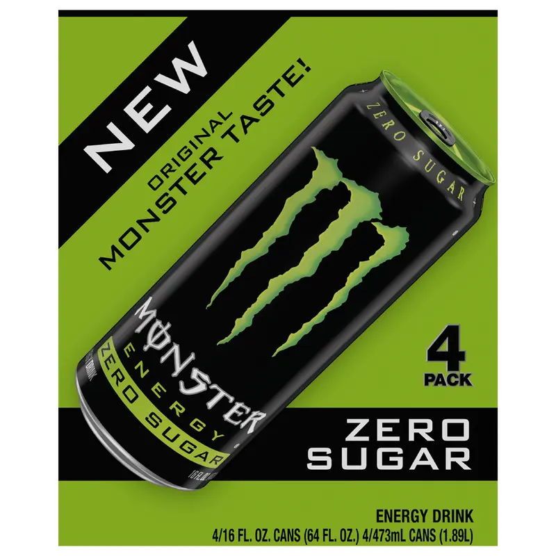 Monster Energy Zero Sugar Energy Drink 4 - 16 fl oz Cans