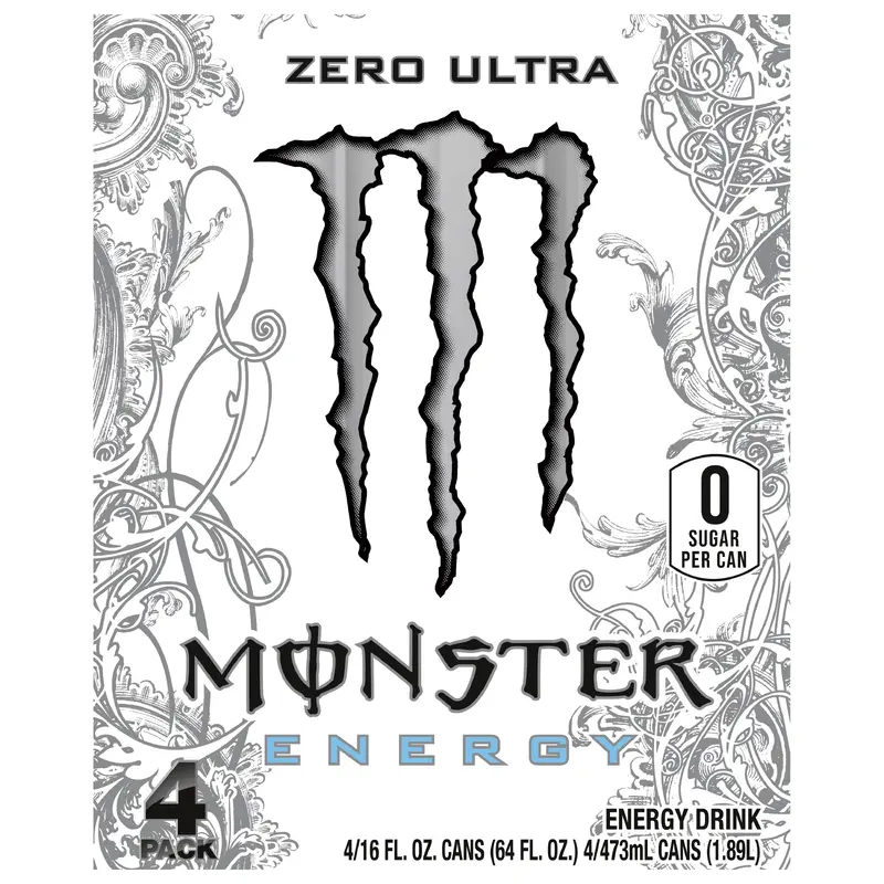 Monster Energy Zero Sugar Zero Ultra Energy Drink 4 - 16 fl oz Cans