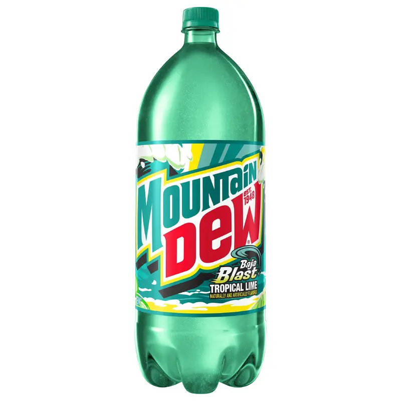 Mountain Dew Baja Blast DEW Tropical Lime Flavor 2 Liter